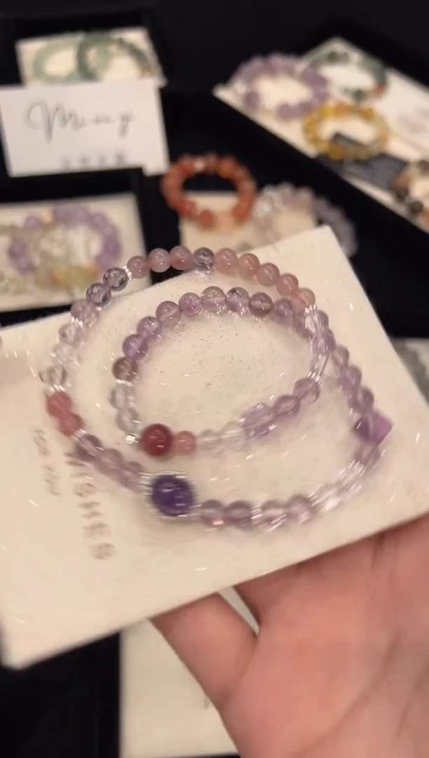 【闪购商品】水晶手链合金紫水晶双圈手链x1314