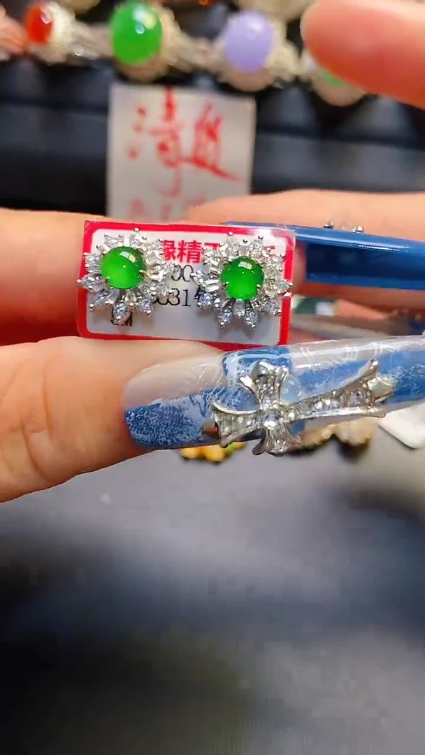 银S925镶嵌戒指翡翠天然