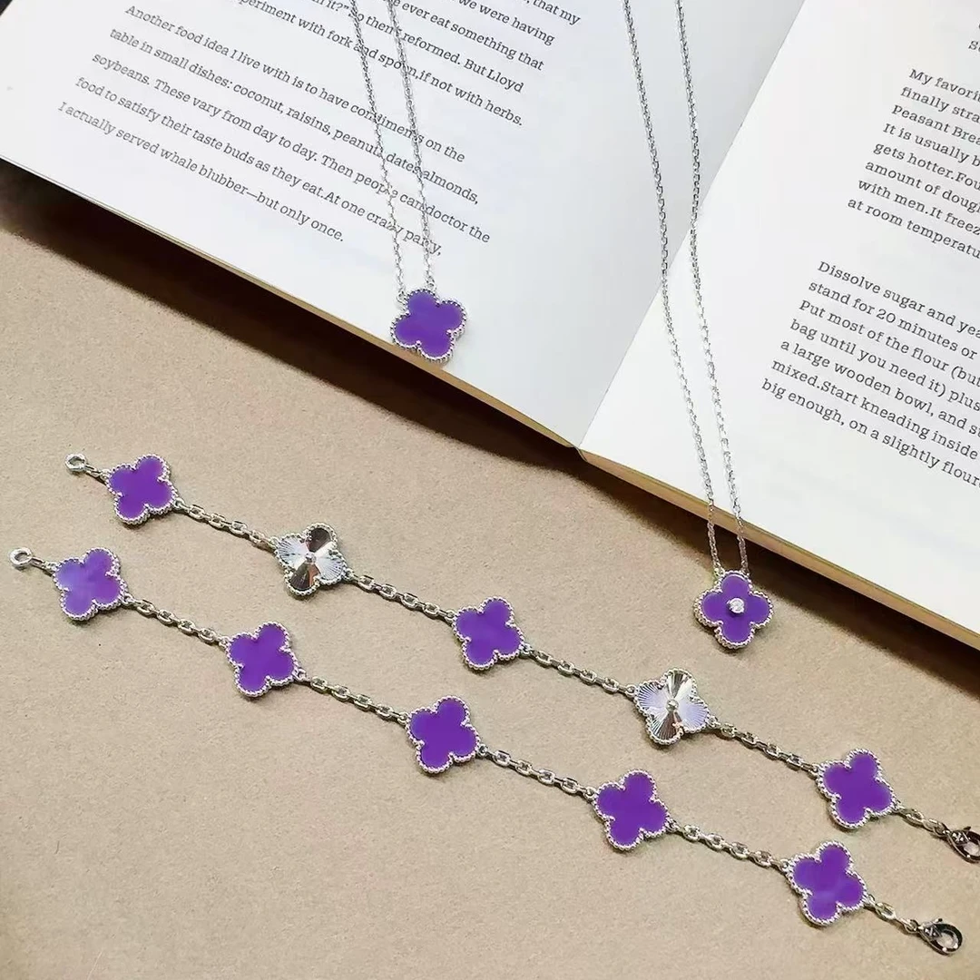 925银手链 五花紫罗L手链 时尚百搭简约经典精致