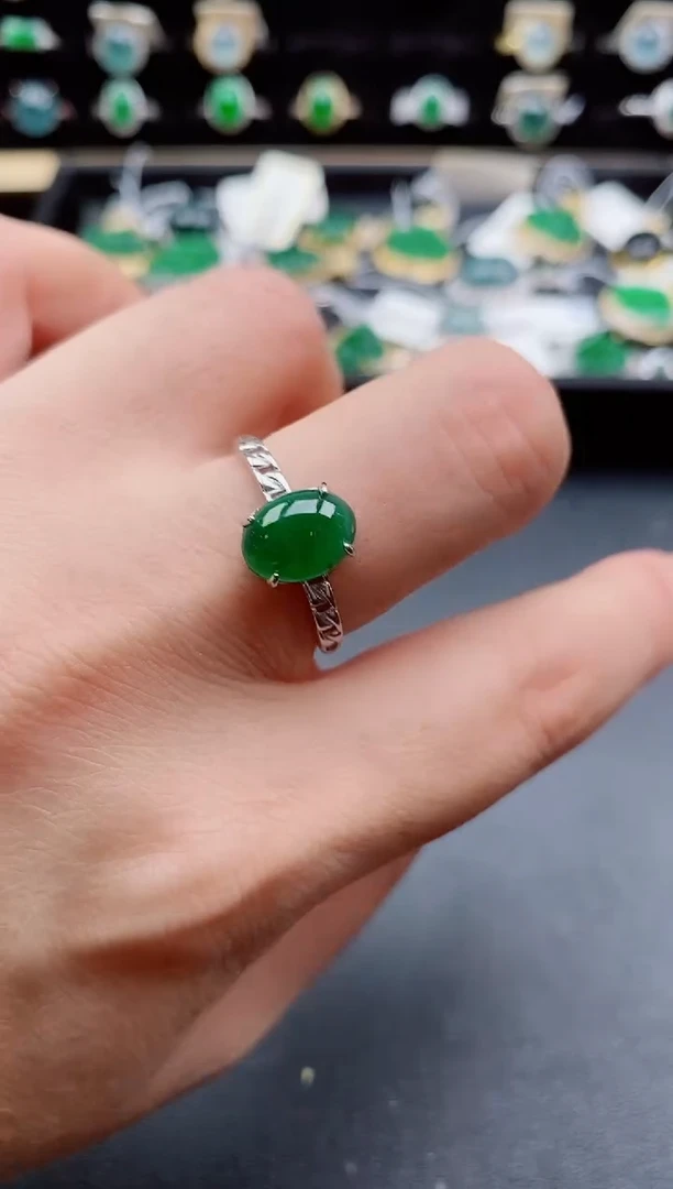 银S925镶嵌戒指翡翠1