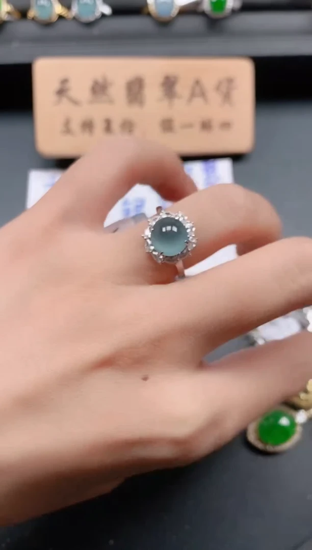 银S925镶嵌戒指翡翠111