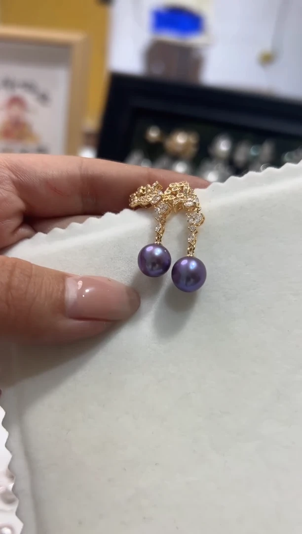 银S925镶嵌耳钉淡水珍珠?****?52