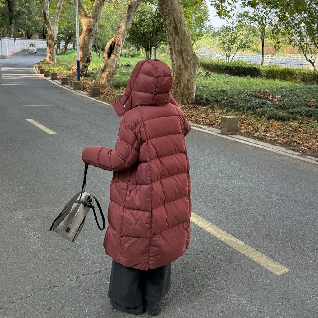 雷洛奇丽9313安心羽绒90白鸭绒+扫码溯源羽绒服大长款