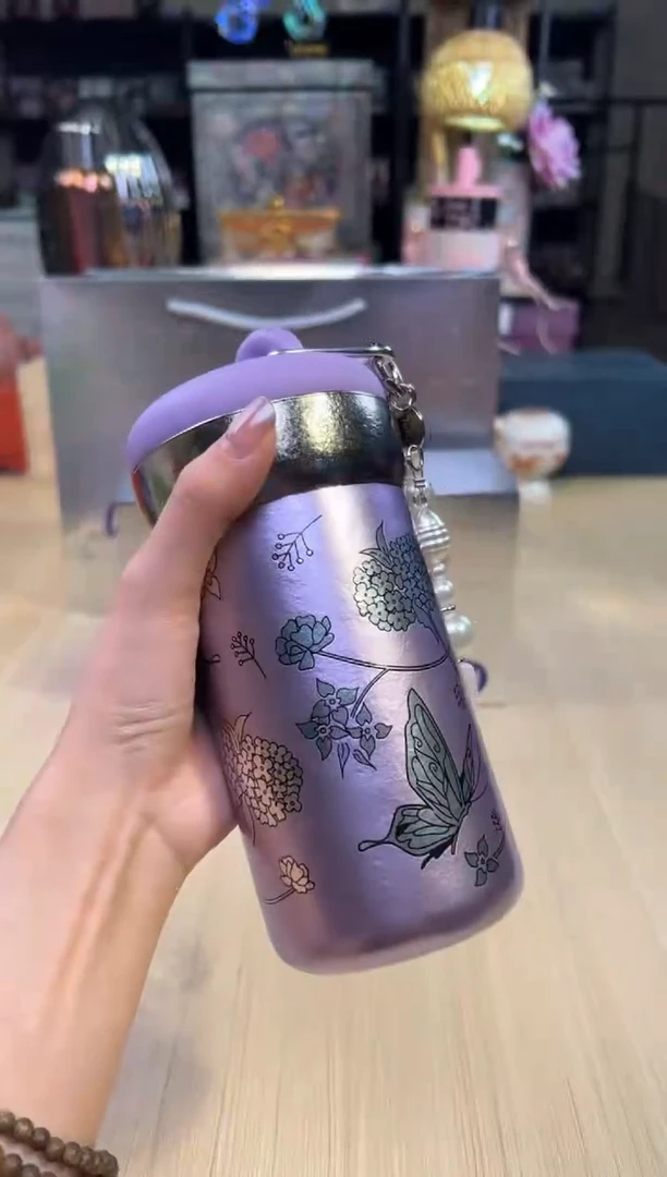 小圆墩钛杯（500ML）紫蝶鎏银