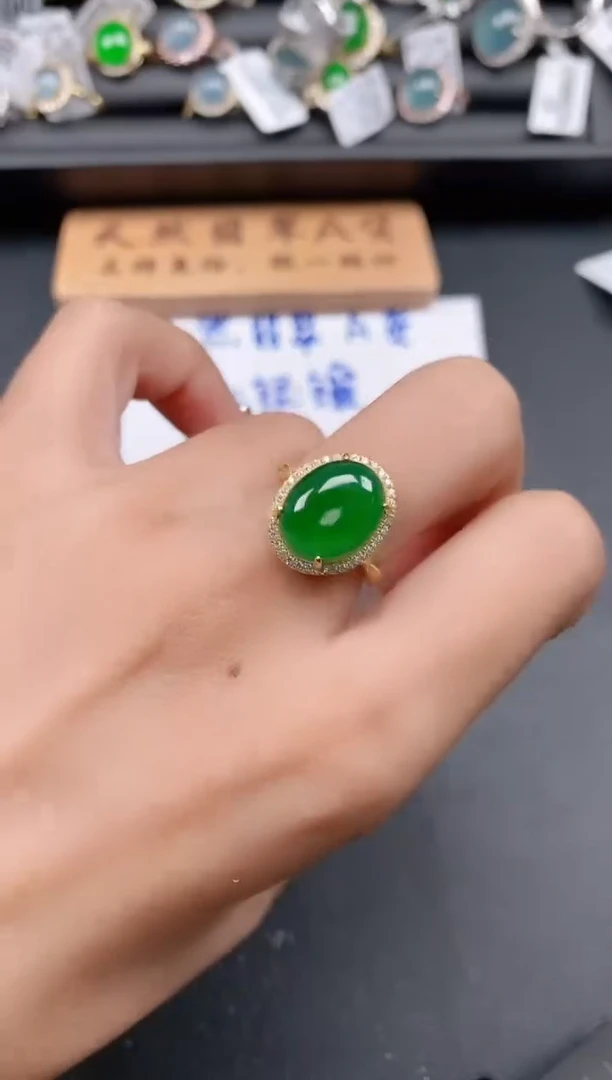 银S925镶嵌戒指翡翠1111111