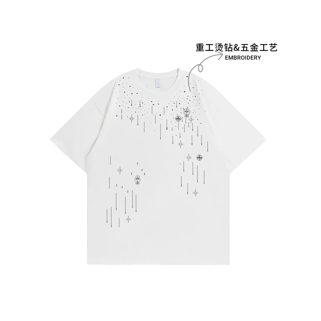 【现货-重工】重磅奢品潮牌纯棉T恤男女同款宽松短袖上衣K04