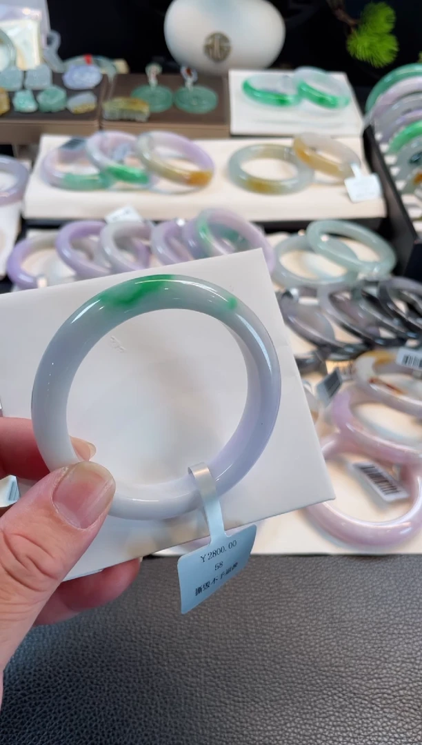 未镶嵌手镯翡翠58号 58正圈 有纹