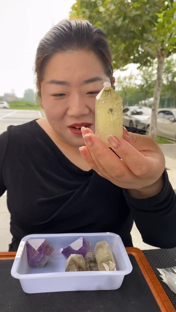 未镶嵌珠宝半成品水晶黄水晶柱子D84