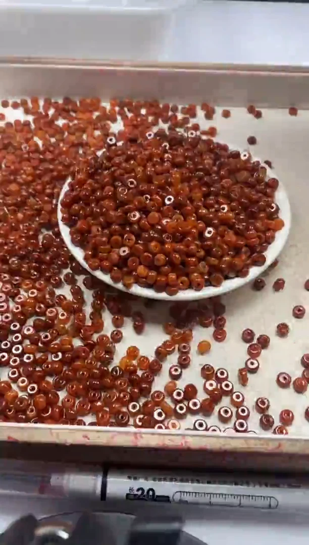 【闪购商品】翡翠颈饰未镶嵌w924红翡算盘6*3mm*30颗