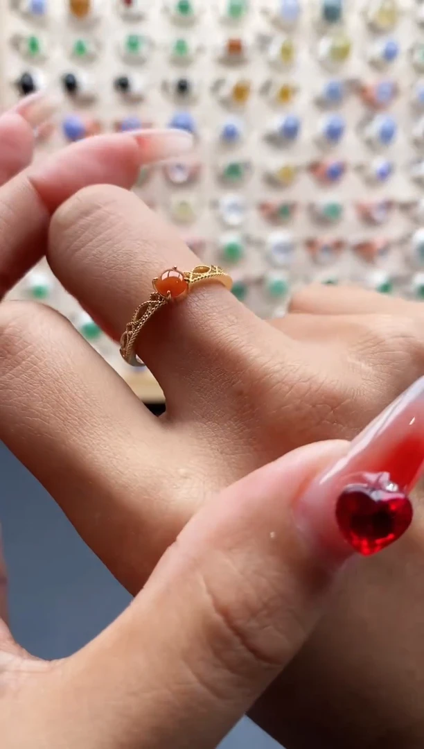 【闪购商品】翡翠戒指银S925镶嵌缅甸天然A货翡翠555 2+8