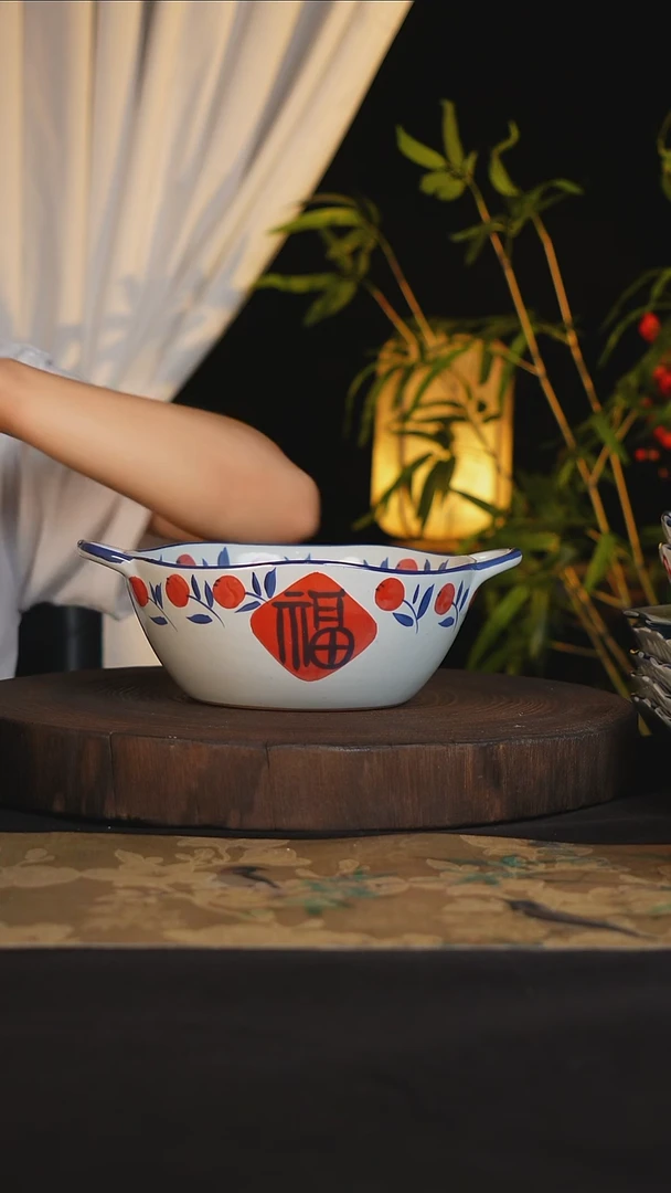 碗景德镇手工手绘高温釉下彩可进蒸箱烤箱微波炉洗碗机