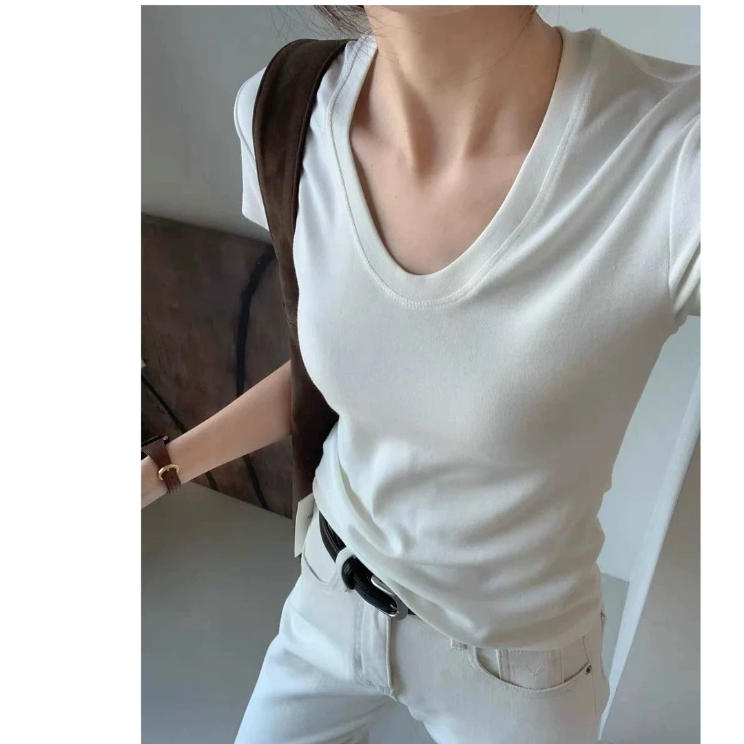 M-miao家夏款U领短袖T恤1007