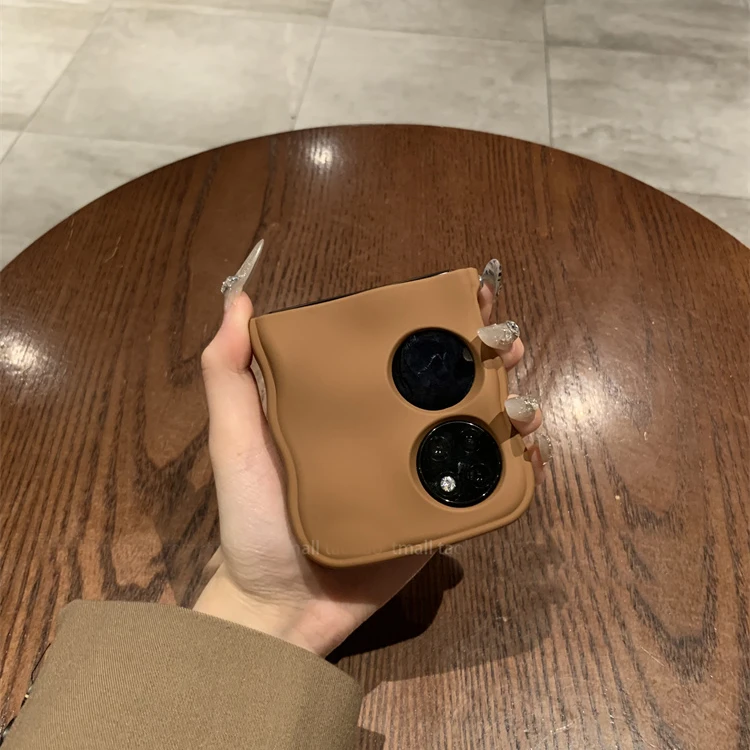 复古棕色波浪陨石纹适用华为pocket2新款手机壳p50pockets网红潮