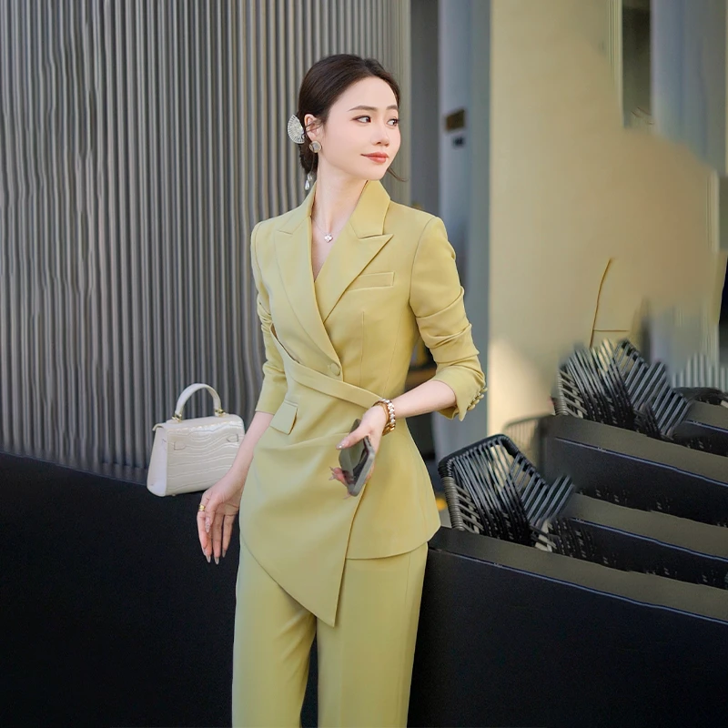 黄色女西装套装高级感小洋装气质女神范女装小众西装正装职业修身