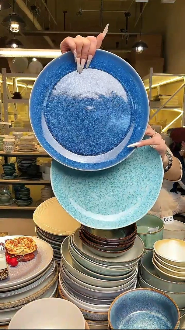 瓷109外贸尾货高温釉下彩陶瓷餐具默认微瑕