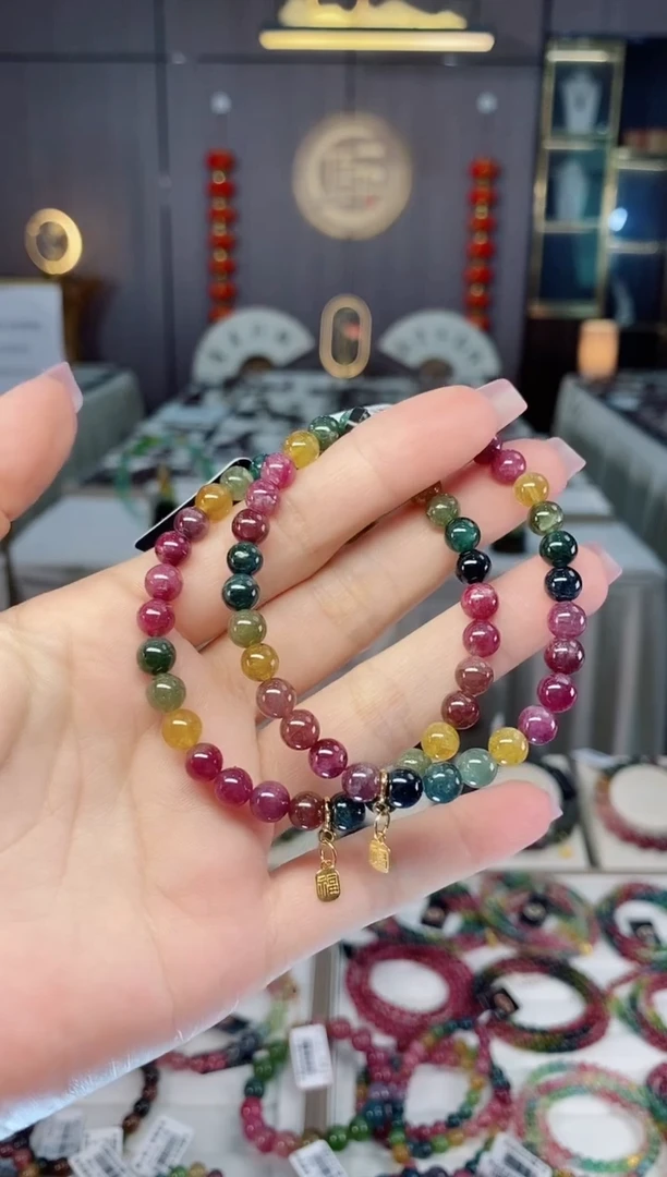 未镶嵌收藏级老矿色单圈手串6mm+碧玺hon多样性发货一条