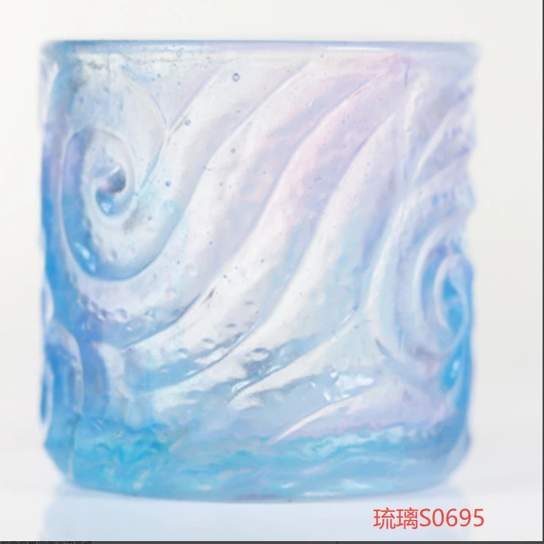行云流水-琉璃茶杯-粉彩蓝紫色(琉璃S0695)