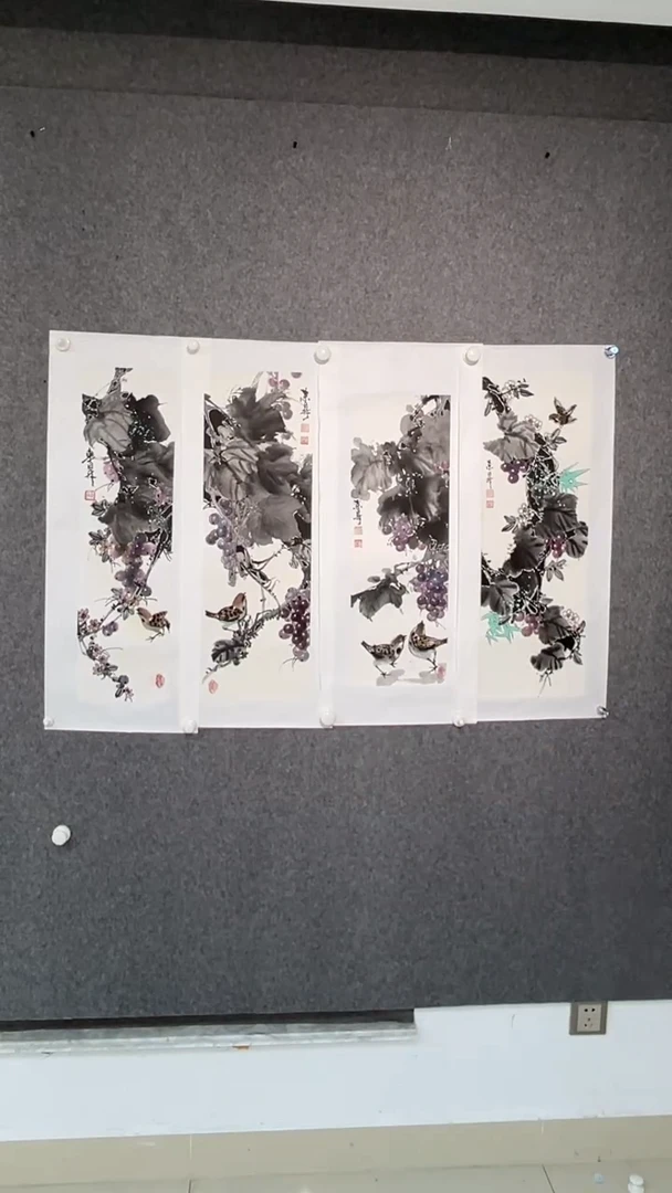 国画杨东升老师三尺对开四条屏