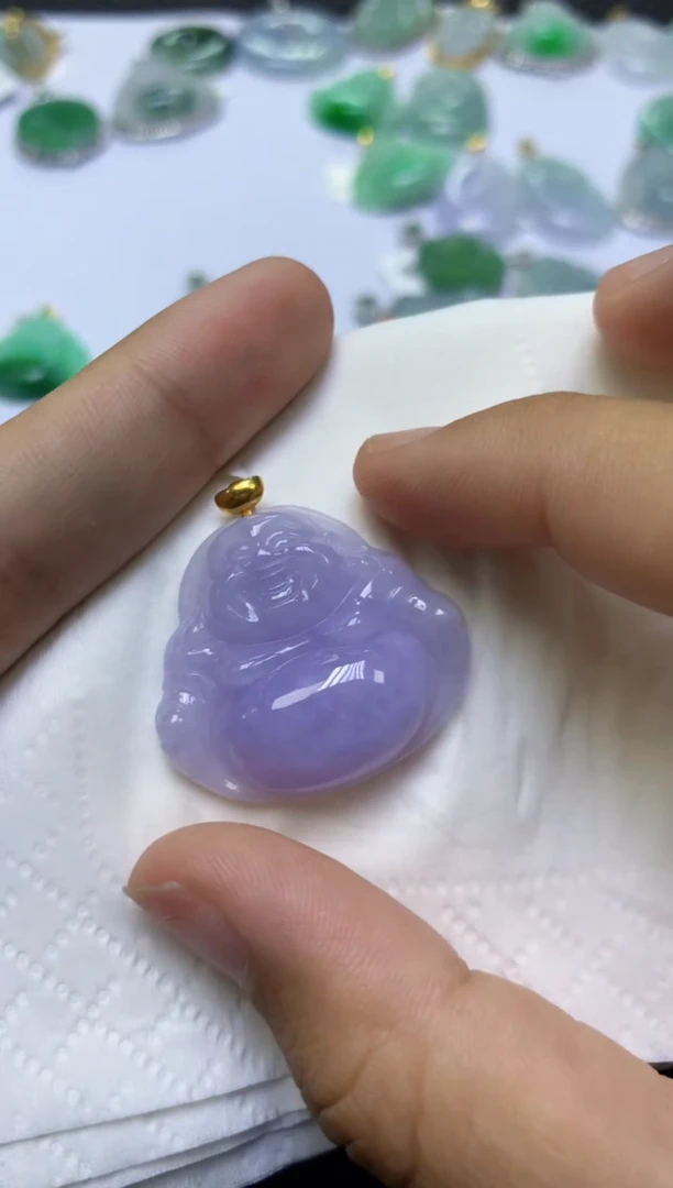 翡翠18K金镶嵌颈饰天然缅甸A货翡翠