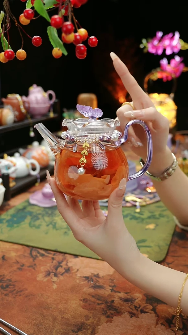 【闪购商品】紫色铃兰花茶壶+滴流