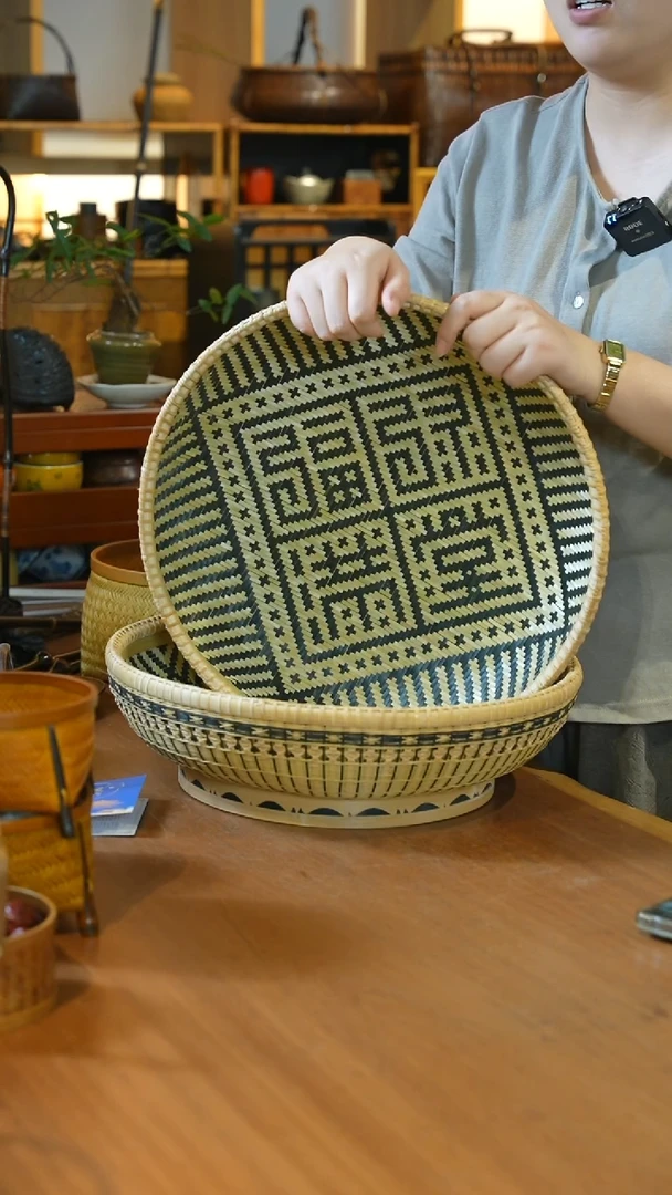 福禄满堂竹编筐 福字筐 编字筐 精品竹编收纳筐