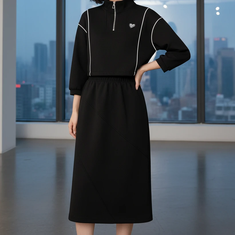 Q1221春秋长袖时尚休闲女士显瘦气质套装D2