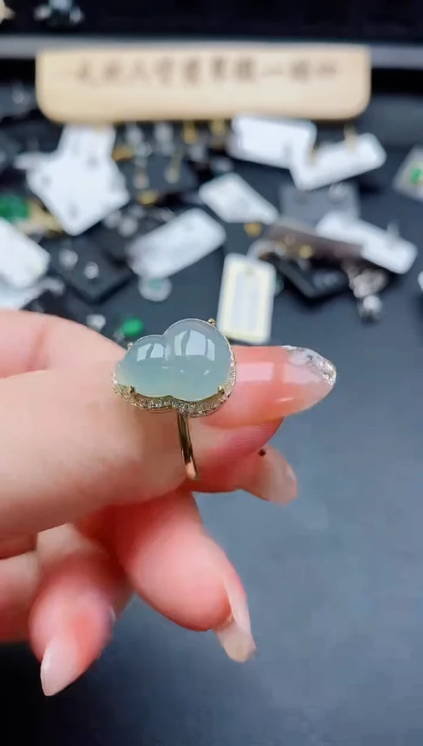 银S925镶嵌戒指翡翠1