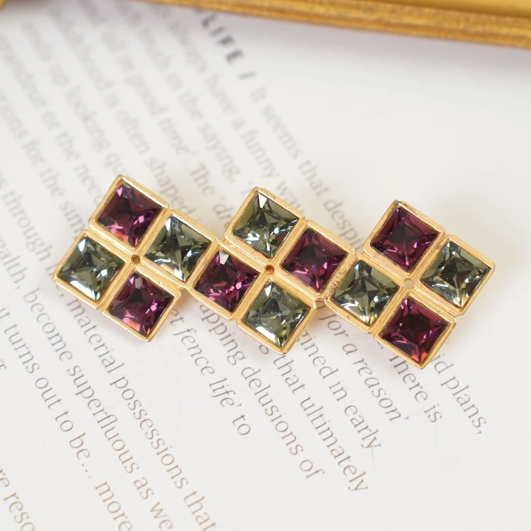 铜合金仿水晶胸针 多色几何异形拼接个性百搭气质胸针