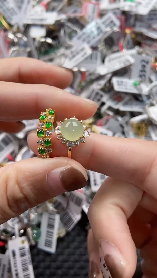 翡翠戒指银S925镶嵌6666----5