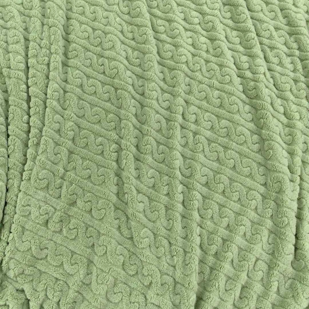 【绿色】麻花纹塔芙蓉毛毯冬季加厚毛毯
