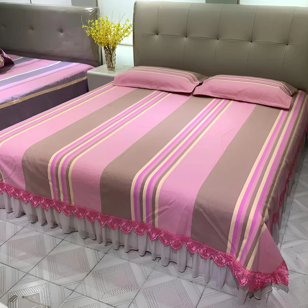 万花汇  手工老粗布床单三件套四季通用亲肤加厚(锦上添花）