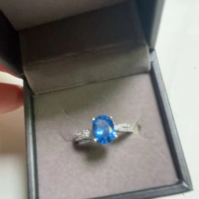 培育蓝宝石典藏精致培育蓝宝石合金镀银戒指699