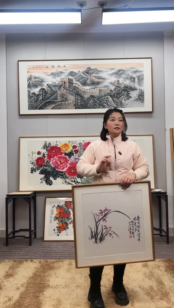 国画手绘兰花62*62尺寸