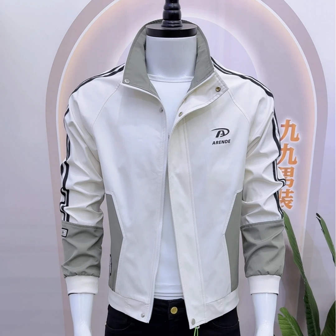 男士时尚帅气修身立领夹克韩版潮流百搭休闲气质外套2133