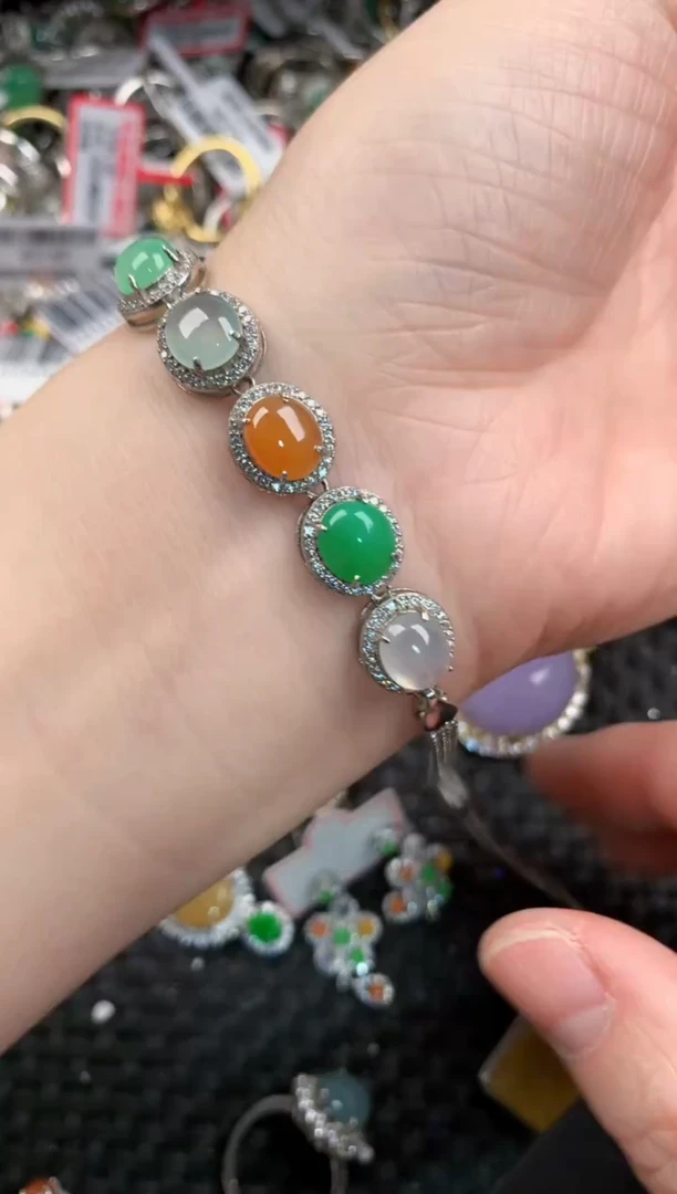 银S925镶嵌戒指翡翠666     5