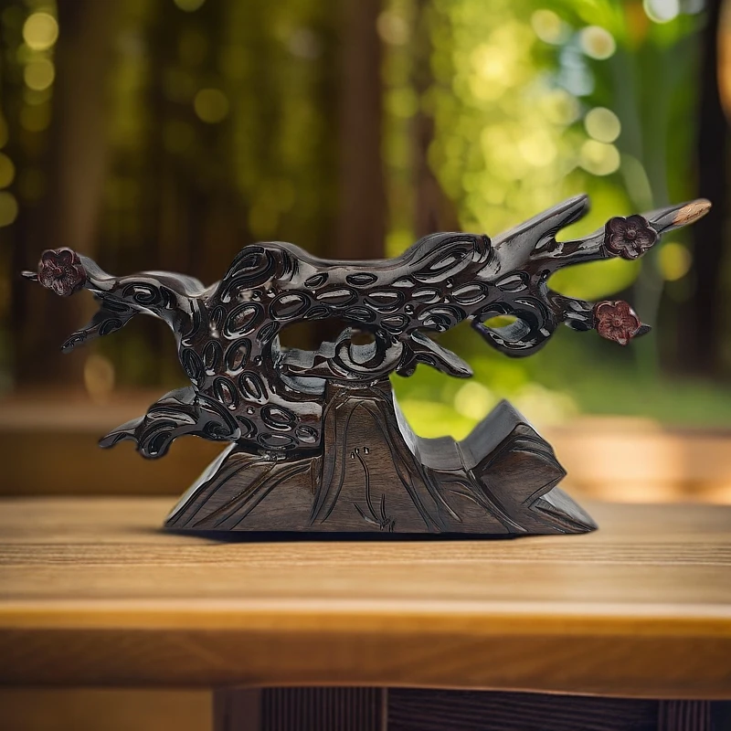 非洲黑檀木松树兰花奇石底座鸟类象形石底座实木工厂批发奇石摆件