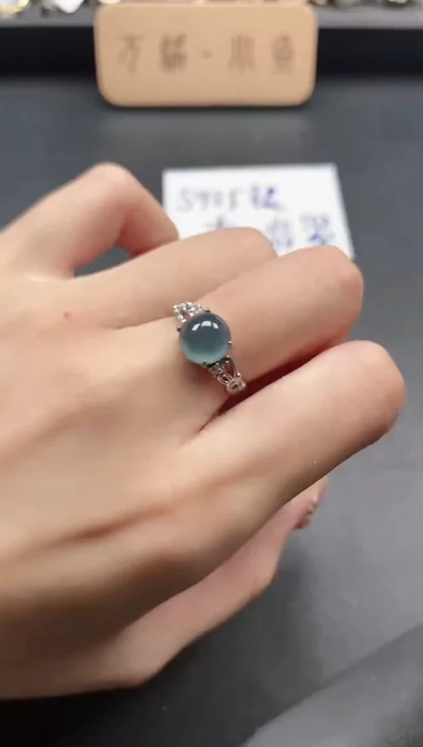 银S925镶嵌戒指翡翠51511