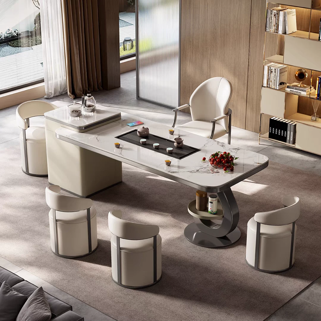 岩板阳台茶桌椅组合轻奢现代高级感烧水壶一体茶几客厅家用小茶台