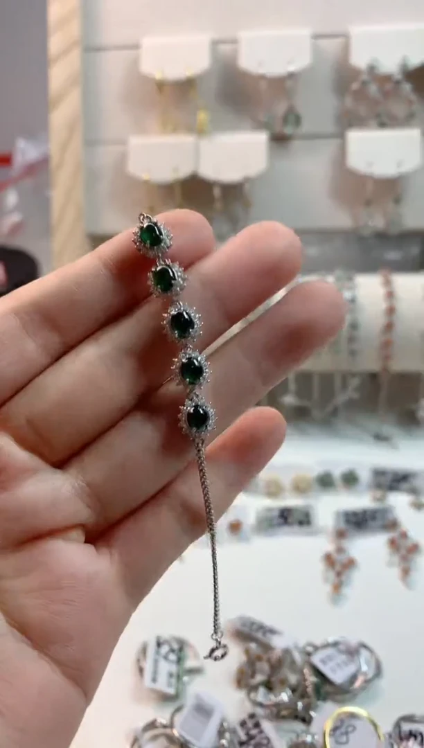 银S925镶嵌翡翠手链3号