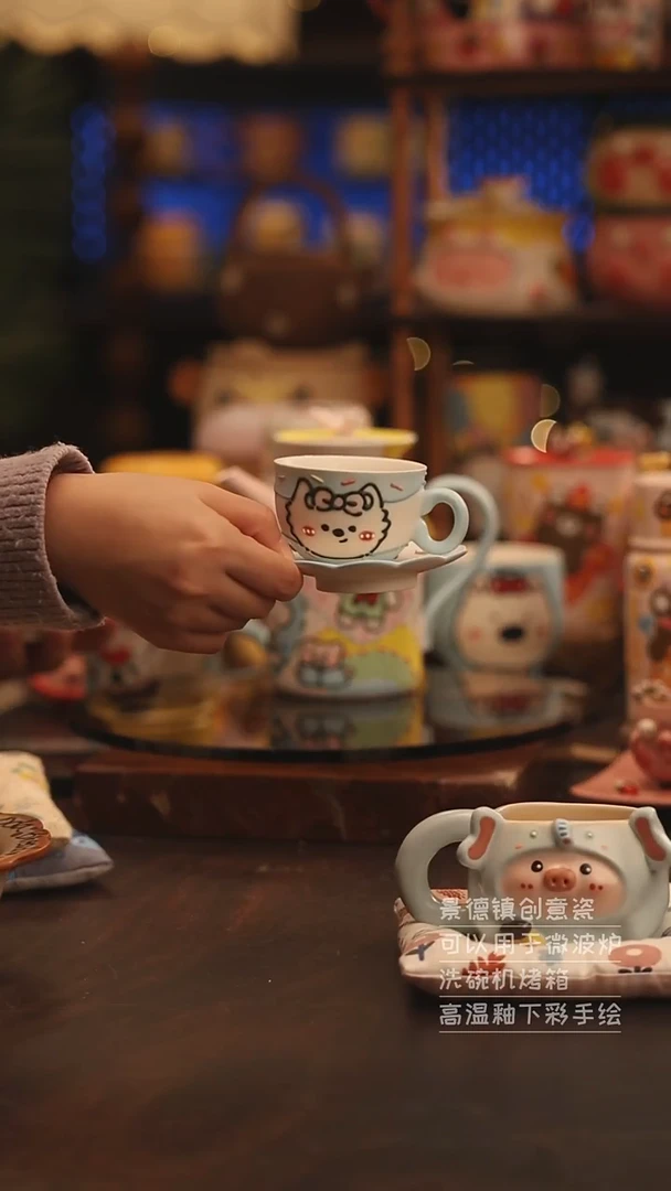 陶瓷景德镇可爱陶瓷釉下彩绘设计师款