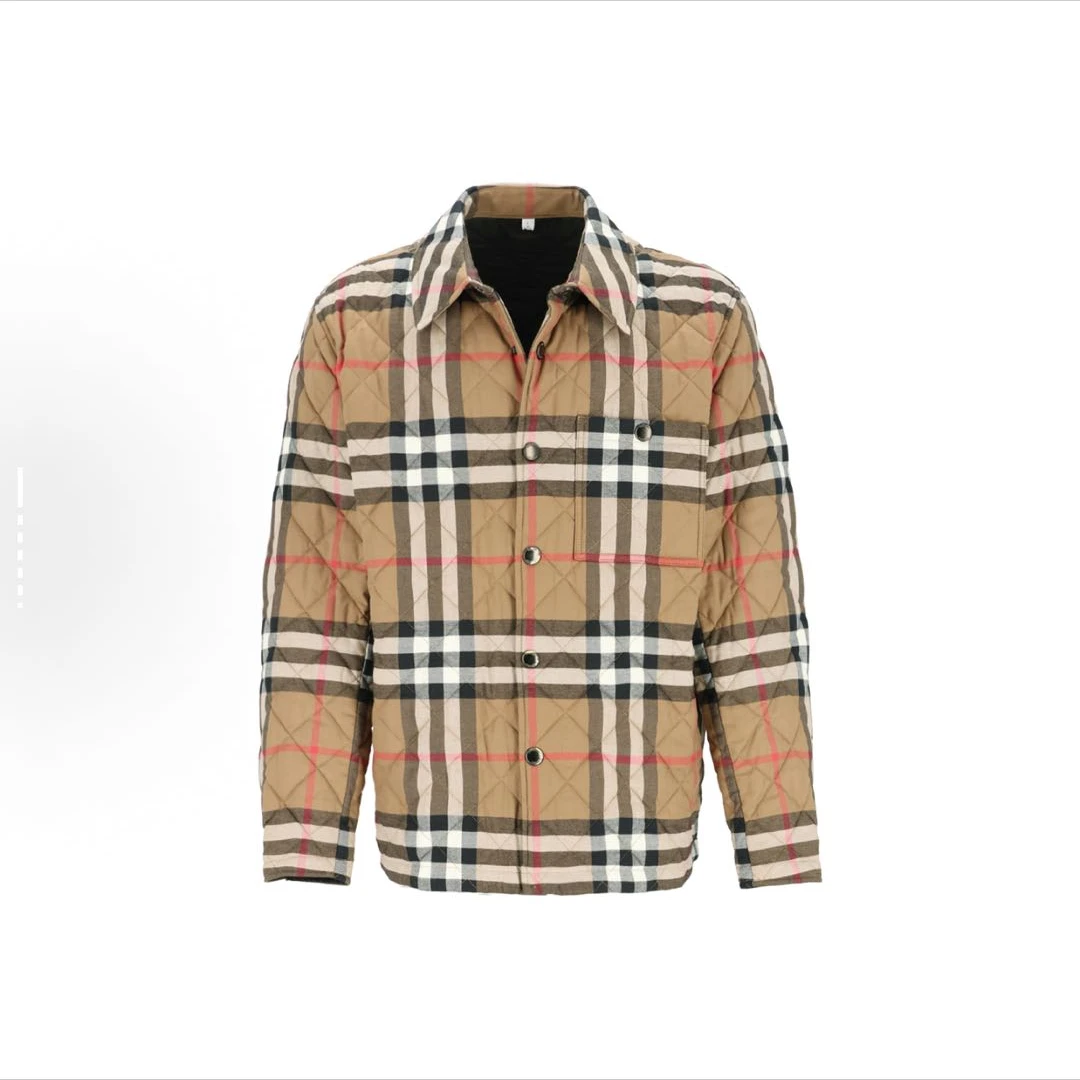 BURBERRY/博柏利休闲卡其色格纹棉服外套 fz