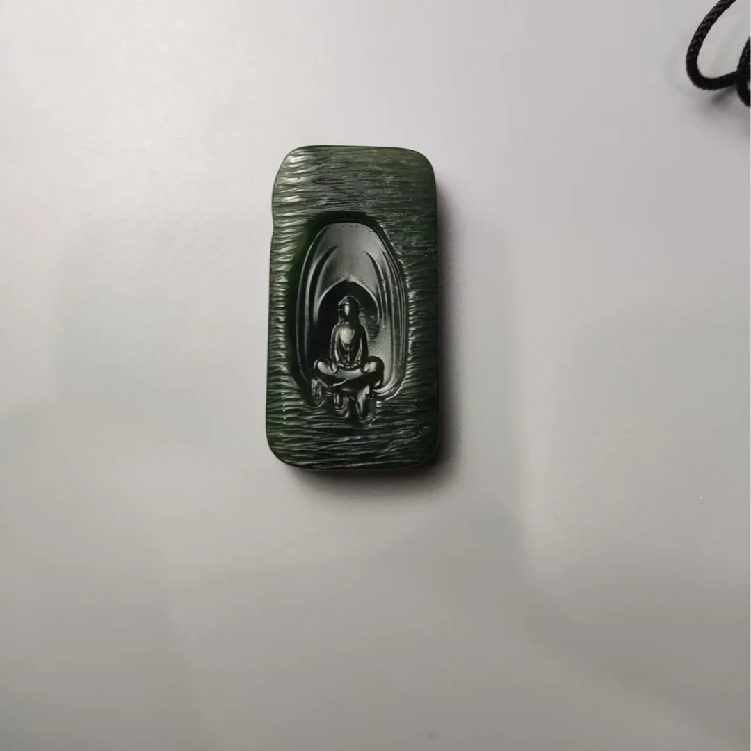 和田玉--碧玉观音吊坠0539