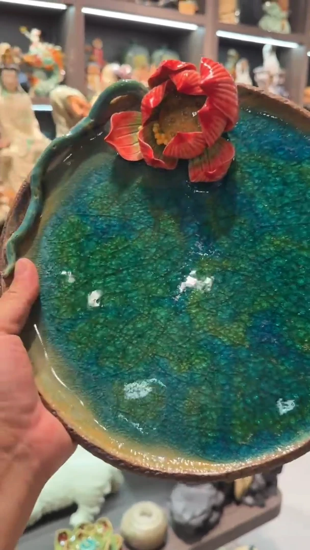 陶瓷东*荷花盘一件