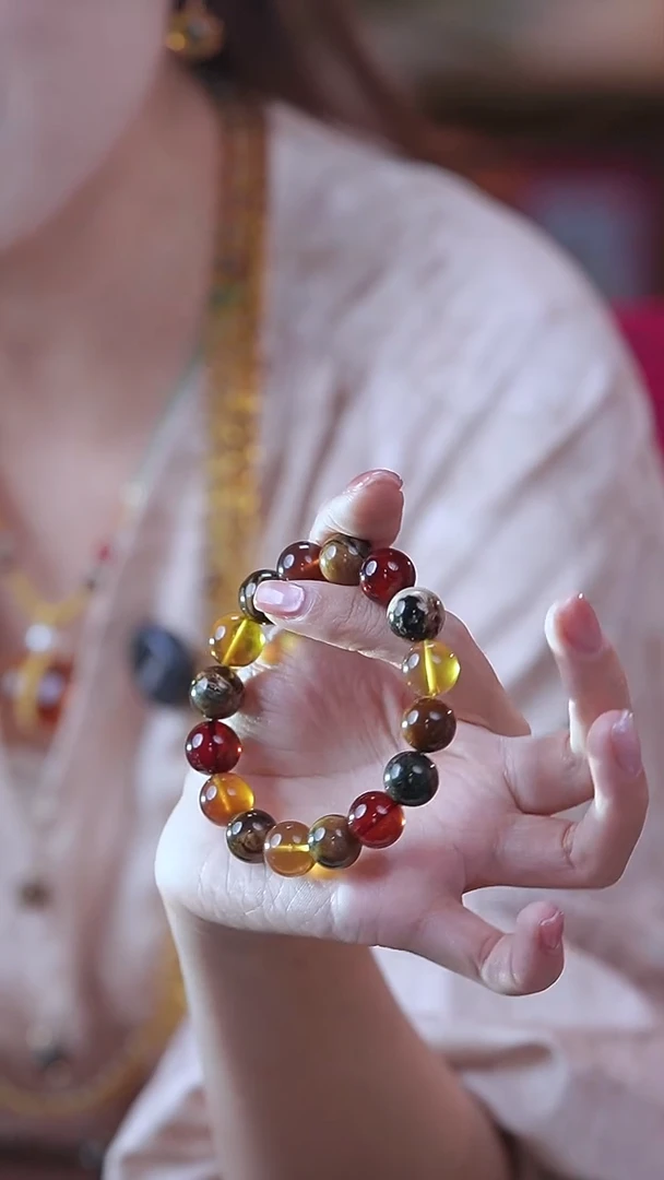 琥珀未镶嵌珠宝奇石12mm多宝手串