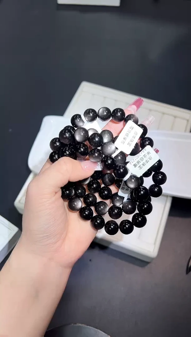 【闪购商品】黑曜岩手串未镶嵌36R多样性发其一/1条默认微瑕