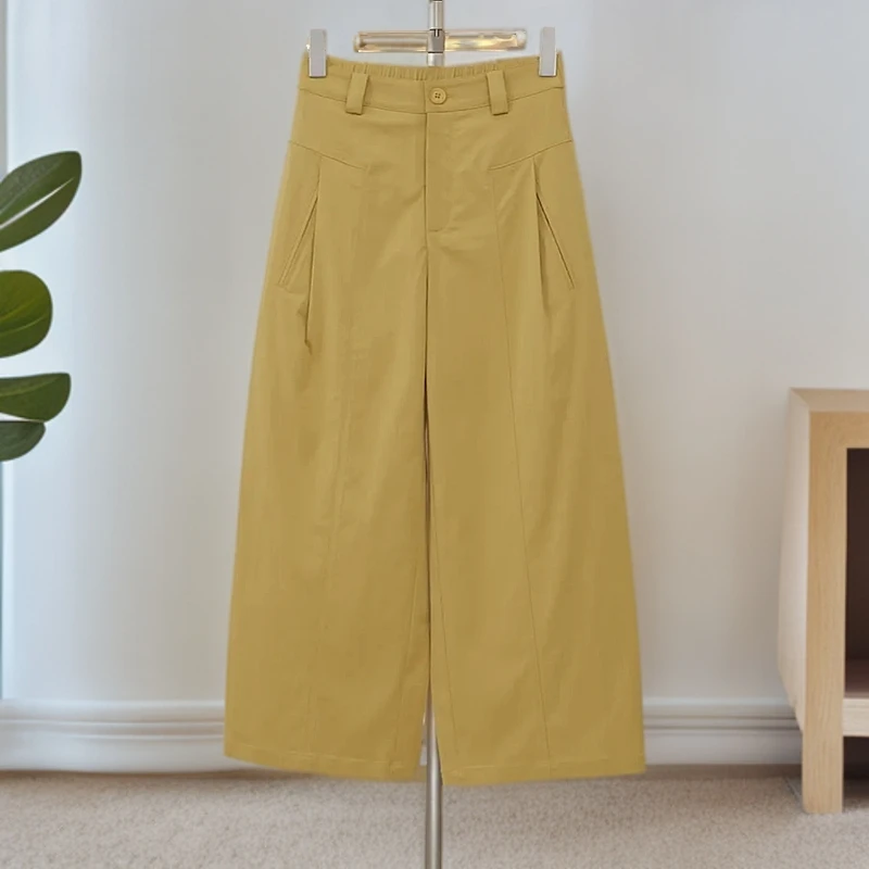 夏季百搭高腰显瘦直筒宽松松紧腰休闲裤