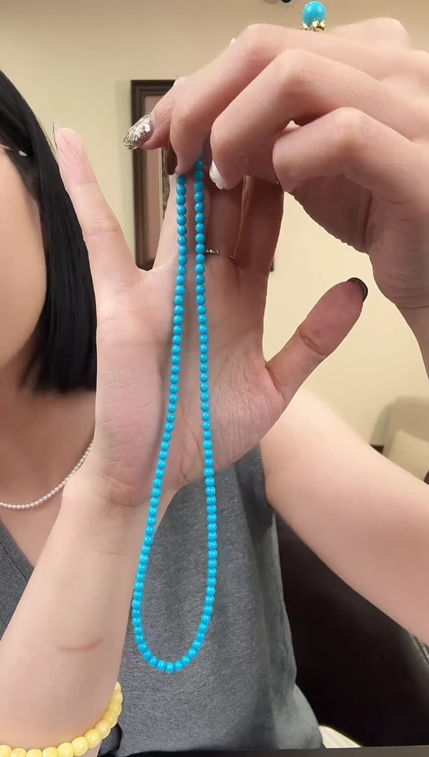 18K金镶嵌绿松石项链3.5mm