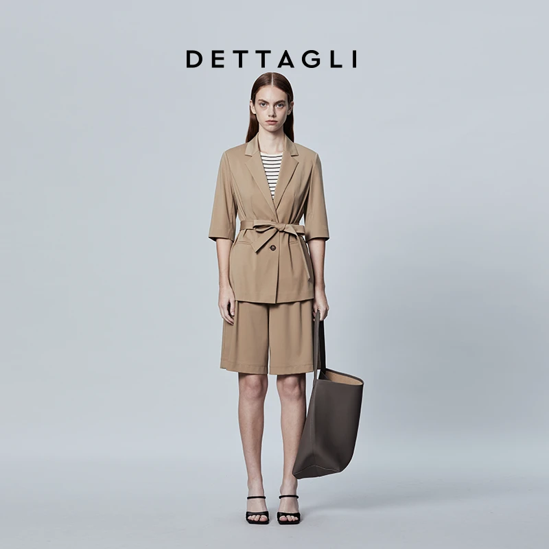 春夏时尚简约半袖系带款西装外套上衣女