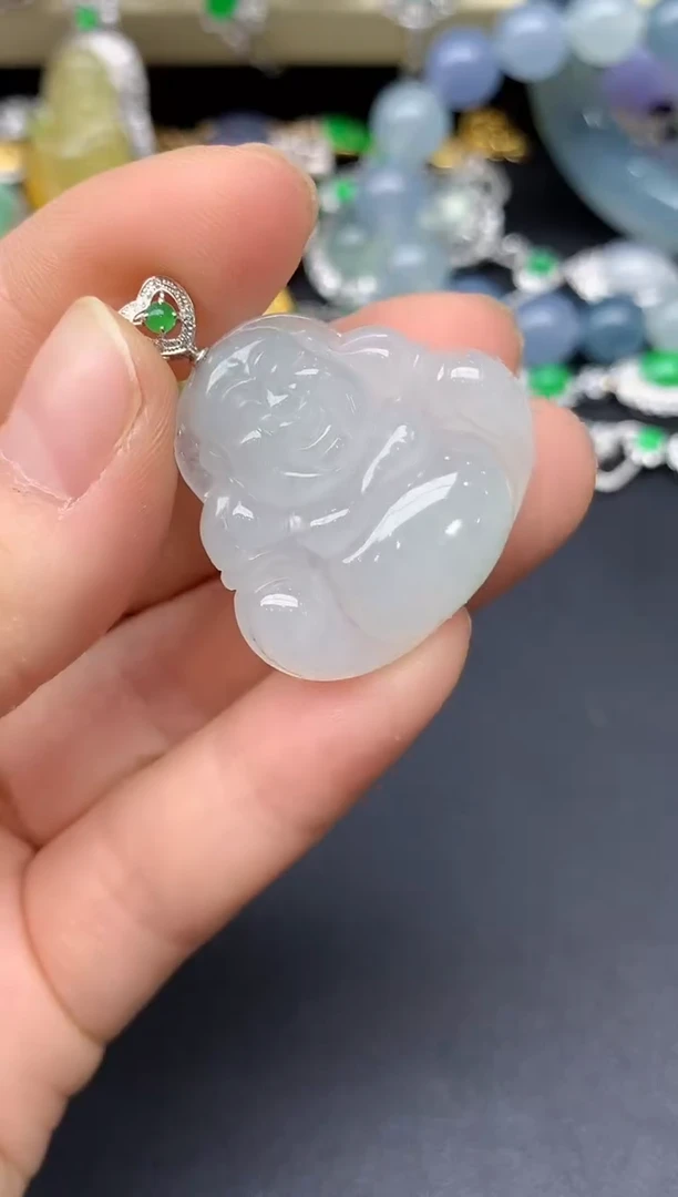 颈饰18K金镶嵌翡翠195-雪姐翡翠天天见