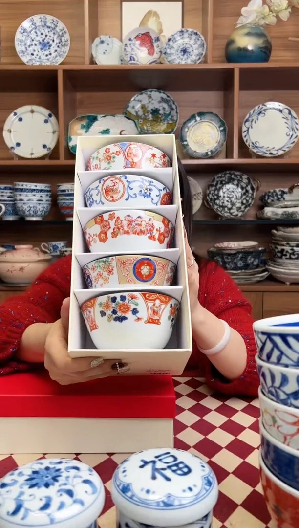 【闪购商品】瓷片七福神12cm中饭碗 5只套装